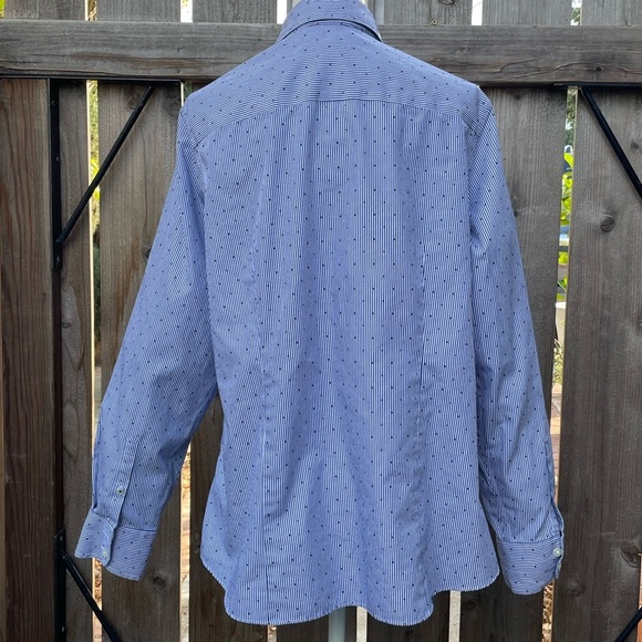 Long Sleeve Striped Lands End Shirt Womens Polka Dot Button Down Blouse Size 14W - Picture 4 of 13